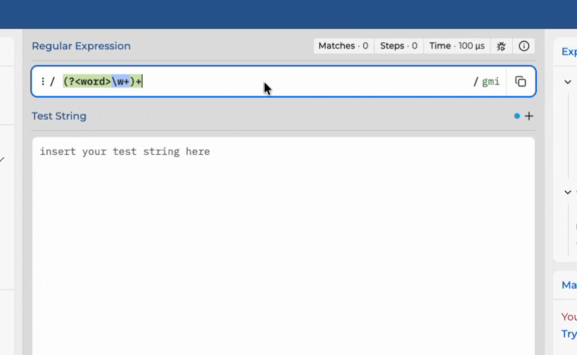 Regex101 Intellisense