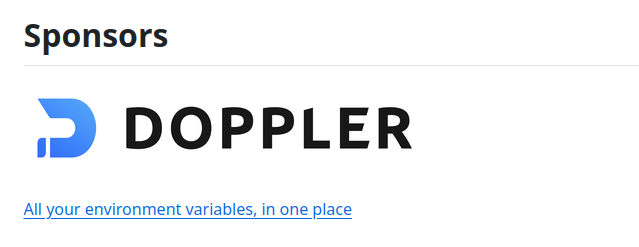 An earlier GitHub sponsor section with a logo and linked tagline.